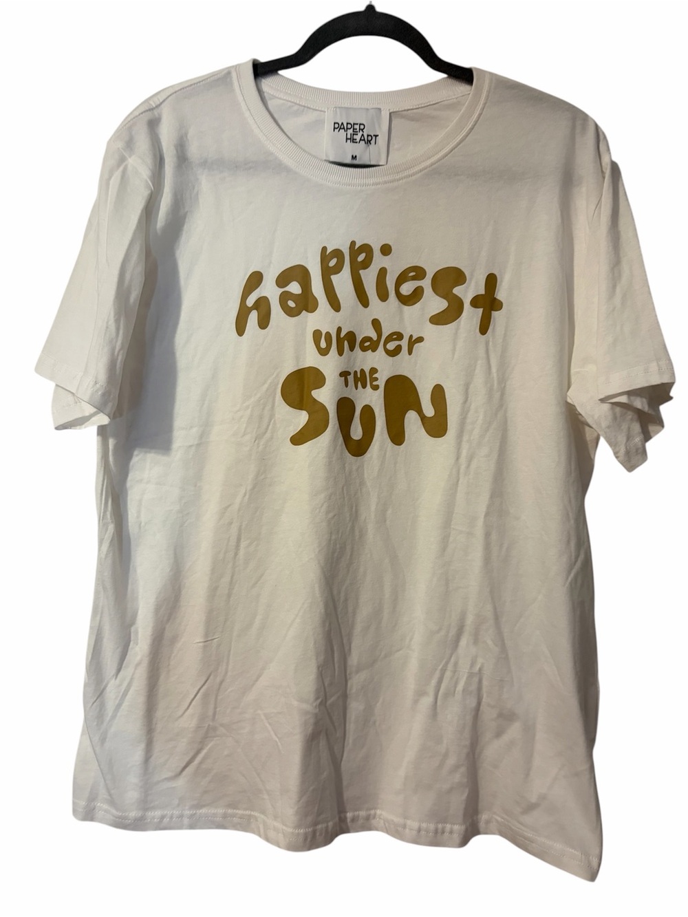 Paper Heart 'Happiest Under The Sun' Short Sleeve Tee - White/Gold